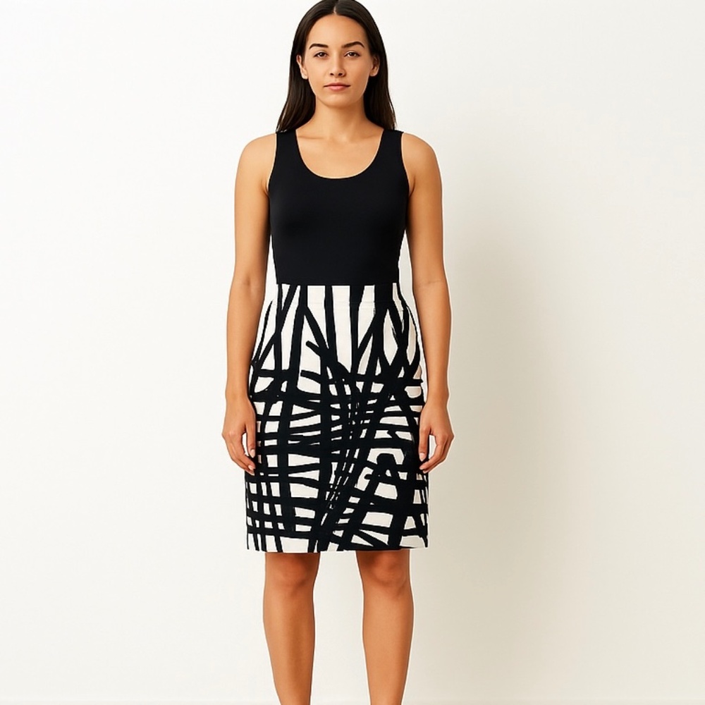 Lafayette 148 New York Black and White Pencil Skirt Dress